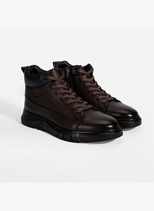 Erkek Kahve Bağcıklı Deri Bot - Görsel 2