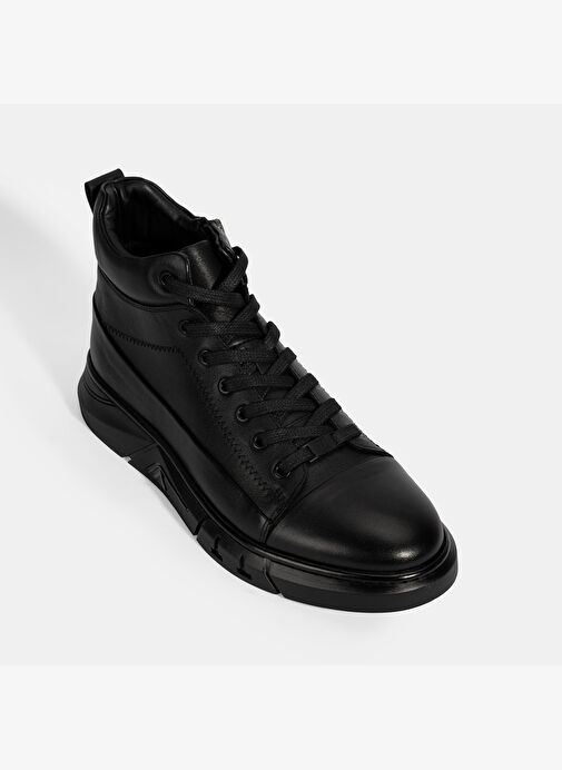 Erkek Siyah Bağcıklı Deri Bot - Görsel 6