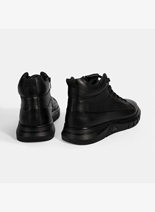 Erkek Siyah Bağcıklı Deri Bot - Görsel 9