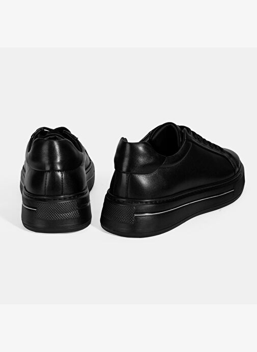 Erkek Siyah Bağcıklı Deri Spor Ayakkabı - Görsel 9