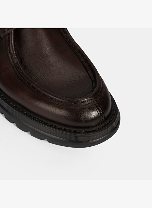 Erkek Kahve Bağcıklı Deri Klasik Ayakkabı - Görsel 7