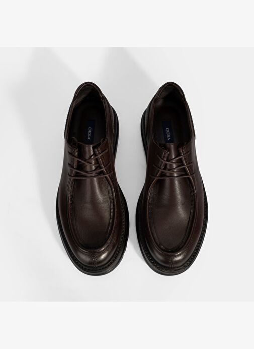 Erkek Kahve Bağcıklı Deri Klasik Ayakkabı - Görsel 8