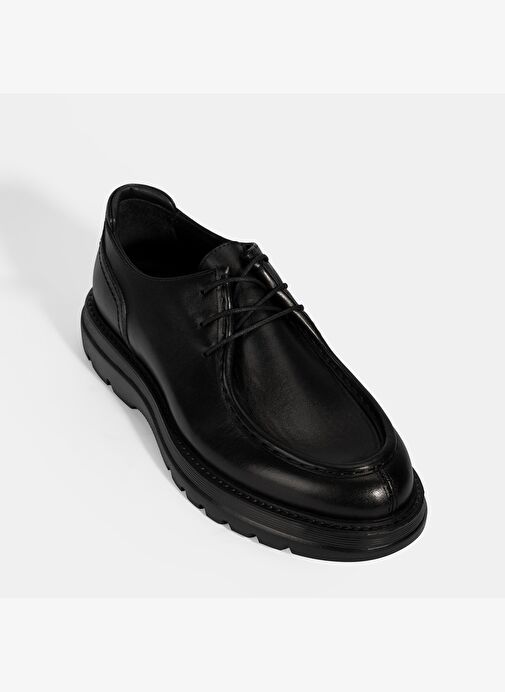 Erkek Siyah Bağcıklı Deri Klasik Ayakkabı - Görsel 6