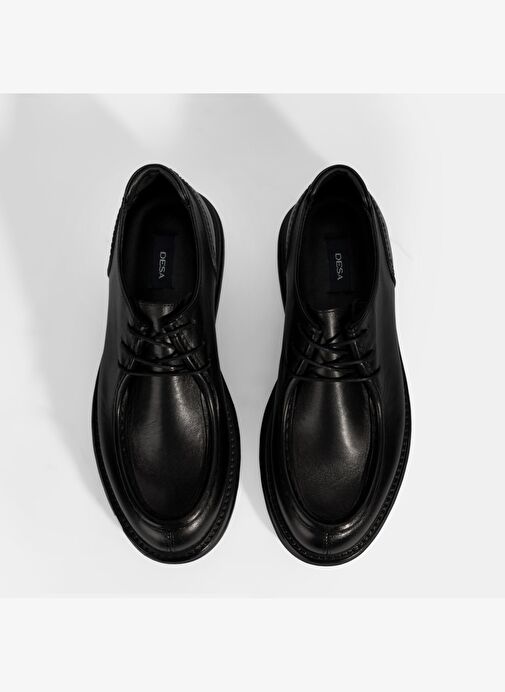 Erkek Siyah Bağcıklı Deri Klasik Ayakkabı - Görsel 8