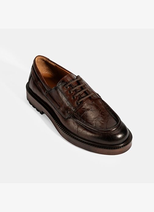 Erkek Kahve Bağcıklı Deri Günlük Ayakkabı - Görsel 6