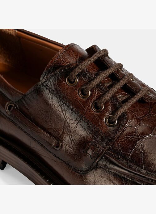 Erkek Kahve Bağcıklı Deri Günlük Ayakkabı - Görsel 7