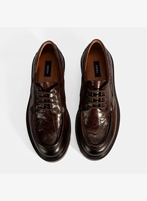 Erkek Kahve Bağcıklı Deri Günlük Ayakkabı - Görsel 8