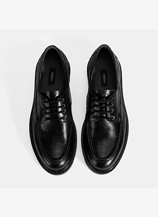 Erkek Siyah Bağcıklı Deri Günlük Ayakkabı - Görsel 8