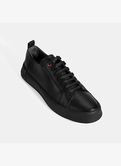 Erkek Siyah Bağcıklı Deri Sneaker - Görsel 6