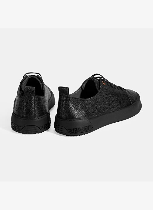 Erkek Siyah Bağcıklı Deri Sneaker - Görsel 9