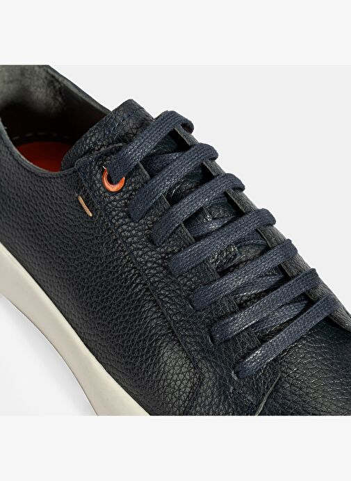 Erkek Lacivert Bağcıklı Deri Sneaker - Görsel 7