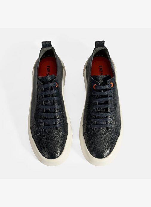 Erkek Lacivert Bağcıklı Deri Sneaker - Görsel 8