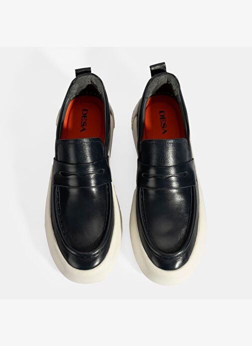 Erkek Lacivert Deri Loafer - Görsel 8