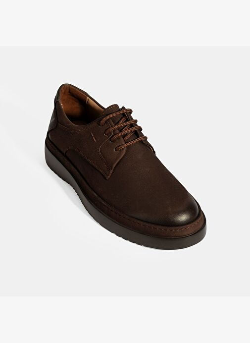 Erkek Kahve Bağcıklı Günlük Nubuk Deri Ayakkabı - Görsel 6