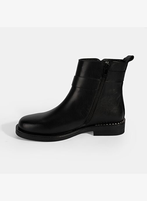 Kadın Siyah Metal Toka Detaylı Deri Bot - Görsel 4