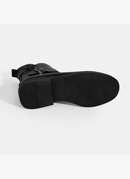 Kadın Siyah Metal Toka Detaylı Deri Bot - Görsel 5