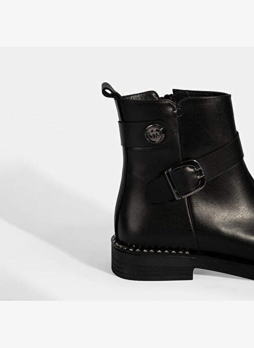 Kadın Siyah Metal Toka Detaylı Deri Bot - Görsel 7
