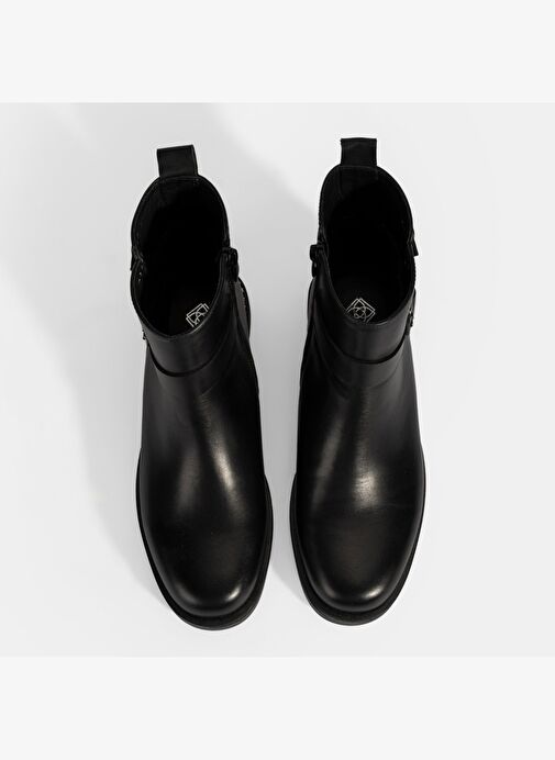 Kadın Siyah Metal Toka Detaylı Deri Bot - Görsel 8