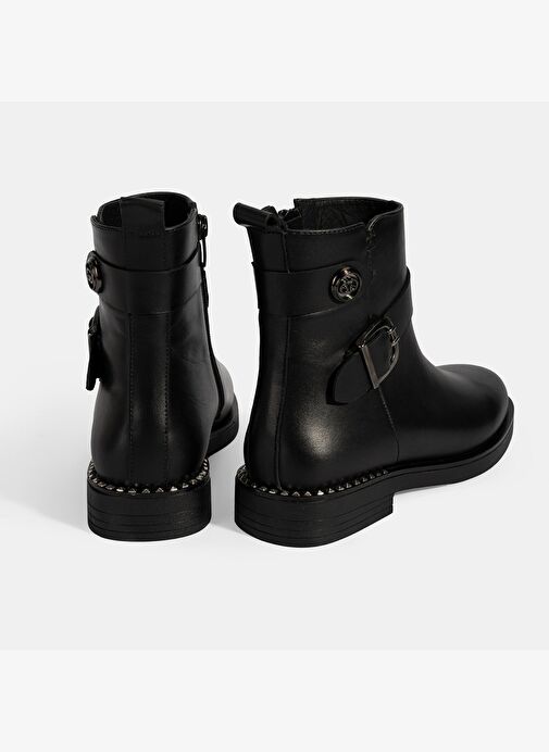 Kadın Siyah Metal Toka Detaylı Deri Bot - Görsel 9