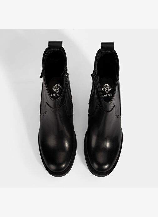 Kadın Siyah Kalın Topuklu Deri Bot - Görsel 8