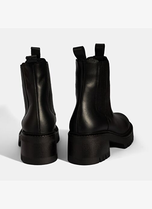 Kadın Siyah Lastikli Topuklu Deri Chelsea Bot - Görsel 9