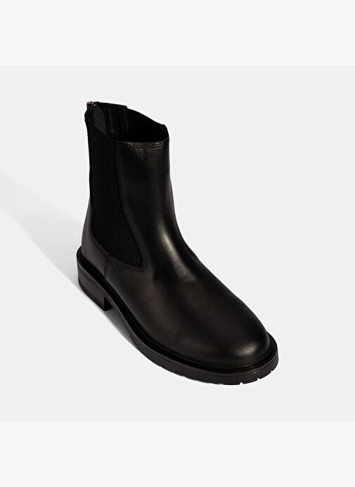 Kadın Siyah Lastikli Deri Chelsea Bot - Görsel 6