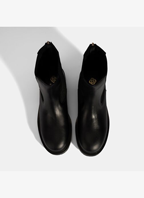 Kadın Siyah Lastikli Deri Chelsea Bot - Görsel 8