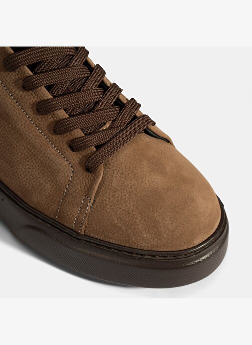 Erkek Kahve Bağcıklı Deri Spor Ayakkabı - Görsel 7