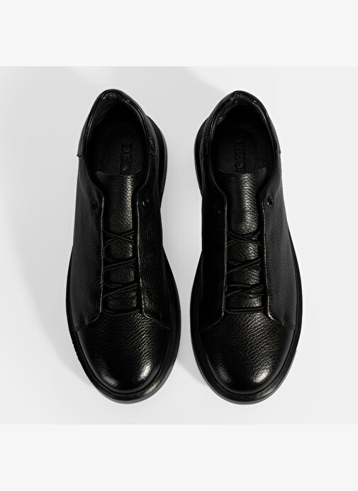 Erkek Siyah Bağcıklı Deri Sneaker - Görsel 8