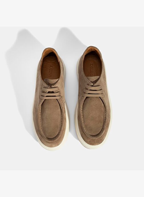 Erkek Vizon Bağcıklı Süet Deri Günlük Ayakkabı - Görsel 8