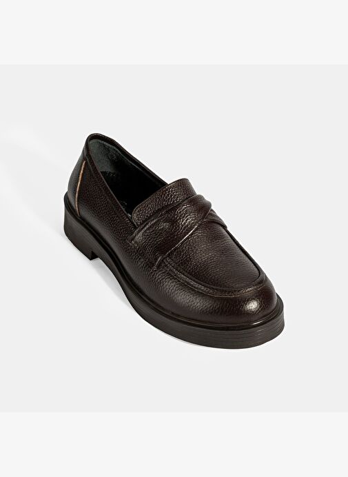 Kadın Kahve Deri Loafer - Görsel 6