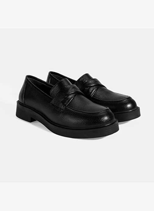 Kadın Siyah Deri Loafer - Görsel 2
