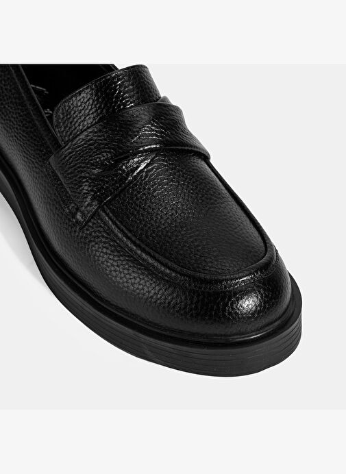 Kadın Siyah Deri Loafer - Görsel 7