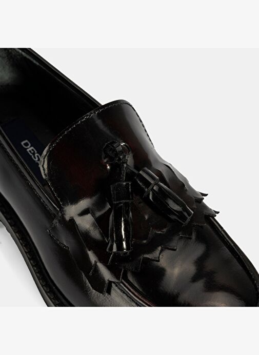 Kadın Bordo Püskül Detaylı Deri Loafer - Görsel 7