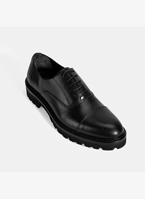 Erkek Siyah Bağcıklı Deri Klasik Ayakkabı - Görsel 6