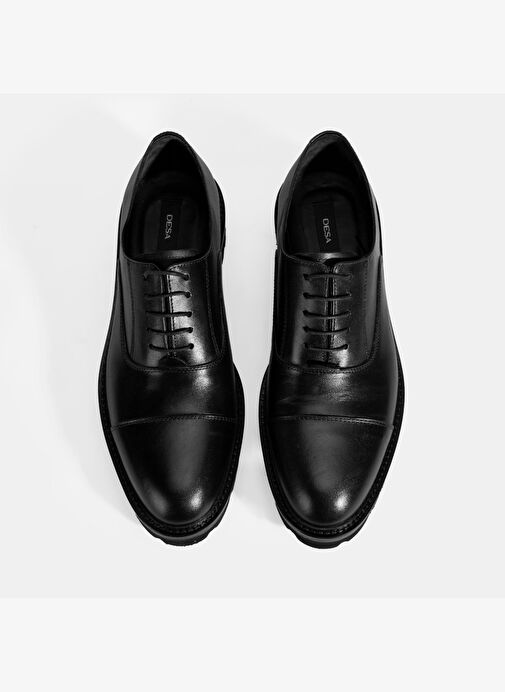 Erkek Siyah Bağcıklı Deri Klasik Ayakkabı - Görsel 8