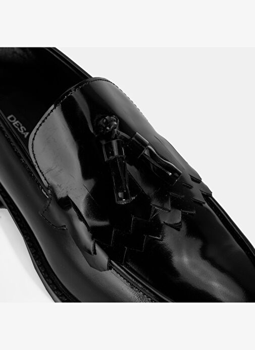Erkek Siyah Püskül Detaylı Deri Loafer - Görsel 7