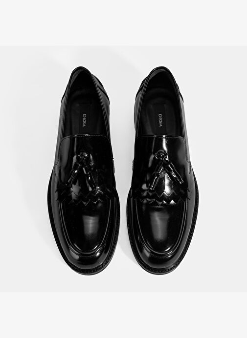 Erkek Siyah Püskül Detaylı Deri Loafer - Görsel 8