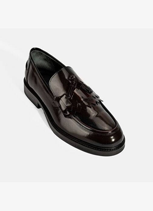 Erkek Bordo Püskül Detaylı Deri Loafer - Görsel 6