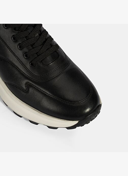 Erkek Siyah Bağcıklı Deri Spor Ayakkabı - Görsel 7
