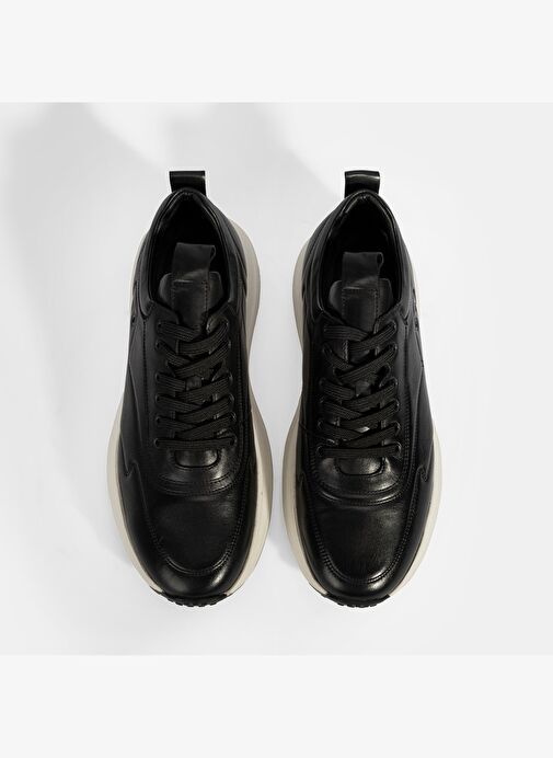 Erkek Siyah Bağcıklı Deri Spor Ayakkabı - Görsel 8