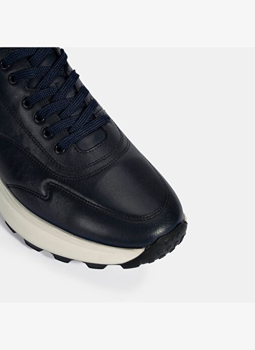 Erkek Lacivert Bağcıklı Deri Spor Ayakkabı - Görsel 7