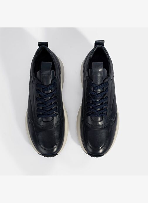 Erkek Lacivert Bağcıklı Deri Spor Ayakkabı - Görsel 8