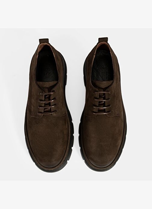 Erkek Kahve Bağcıklı Nubuk Deri Ayakkabı - Görsel 8