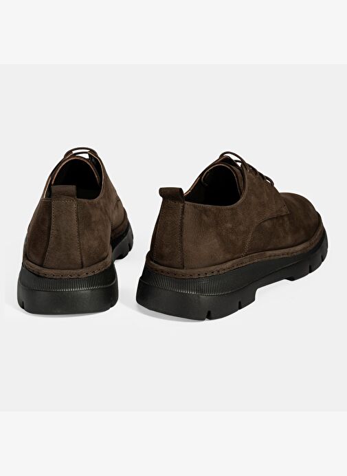 Erkek Kahve Bağcıklı Nubuk Deri Ayakkabı - Görsel 9