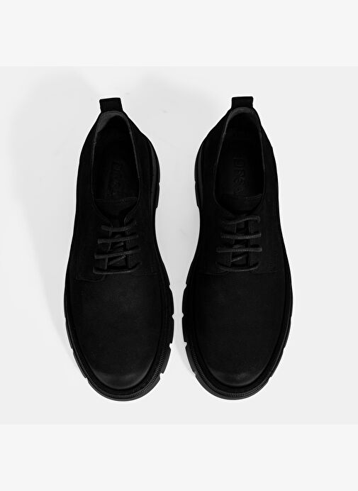 Erkek Siyah Bağcıklı Nubuk Deri Ayakkabı - Görsel 8
