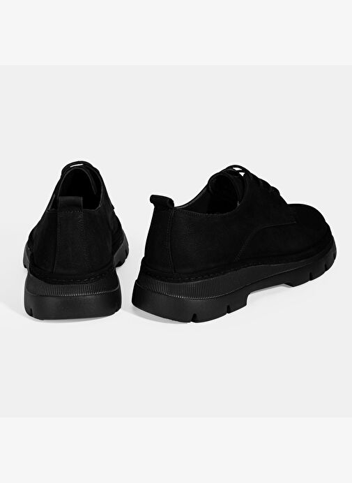 Erkek Siyah Bağcıklı Nubuk Deri Ayakkabı - Görsel 9