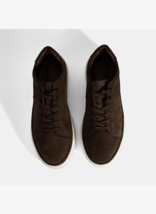 Erkek Kahve Bağcıklı Günlük Nubuk Deri Ayakkabı - Görsel 8
