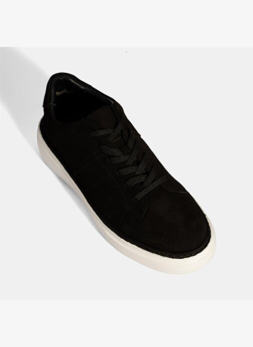 Erkek Siyah Bağcıklı Günlük Nubuk Deri Ayakkabı - Görsel 6