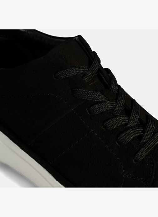 Erkek Siyah Bağcıklı Günlük Nubuk Deri Ayakkabı - Görsel 7